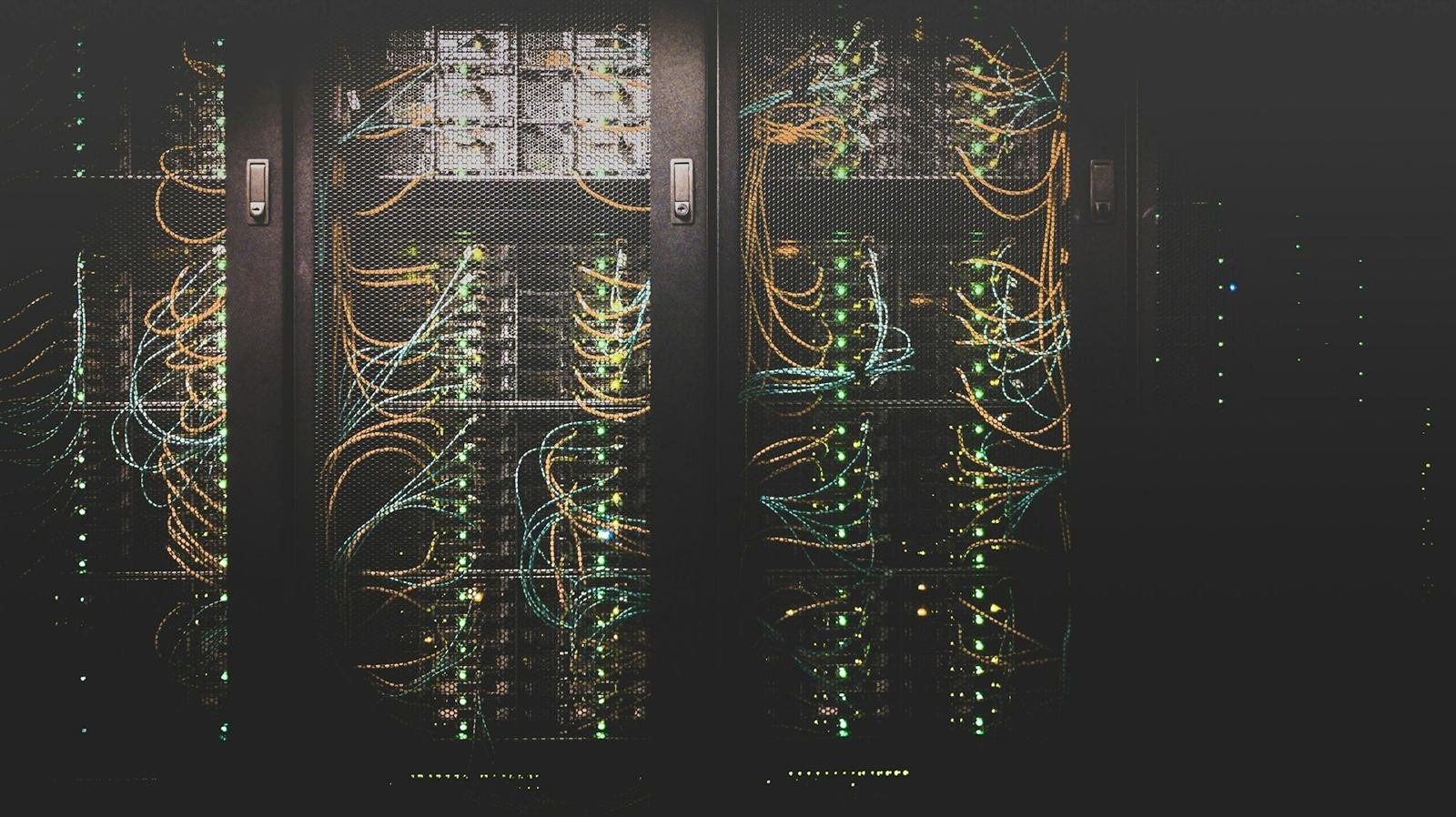 Network racks with fibre patching and status indicators